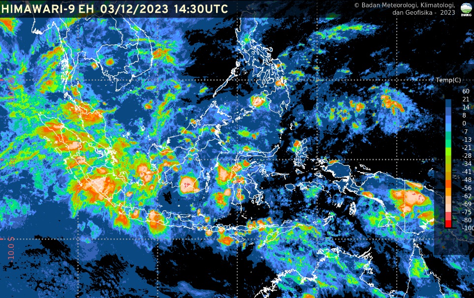 Citra satelit Himawari BMKG. BMKG mengeluarkan peringatan dini hujan sedang hingga lebat untuk beberapa wilayah di Provinsi NTT. (BMKG)